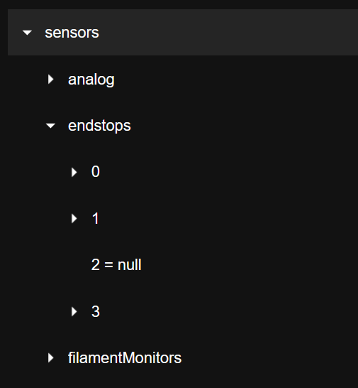 Endstop list in Object Model Browser