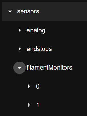 Filament monitors list in Object Model Browser